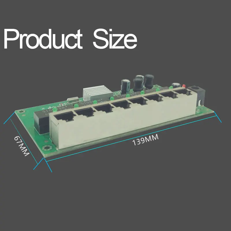 8 Port Gigabit switches product module PL-GS3008DR-K1 transmission 10/100/1000Mbps PCBA UTP with heatsink copper OEM/ODM Factory