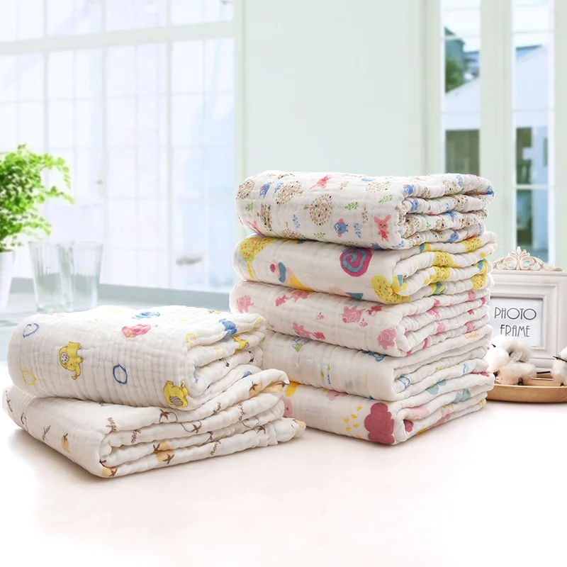 

L01 Textile Baby 6 Six-layer Gauze Child Blanket Pleated Foamed Cotton Water-Absorbing Blanket Infants Children Baby Bath Towel