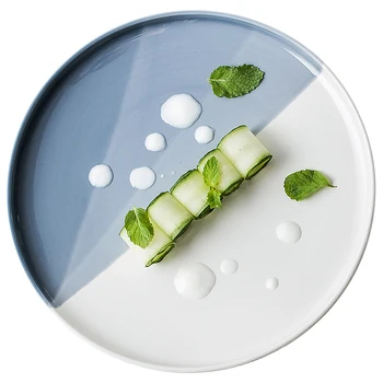 

Vintage Kitchen Ceramic Dinner Plates Sets Serving Dish Nordic Round Tray Restaurant Talerze Obiadowe Plates Dinner Set EA60PZ