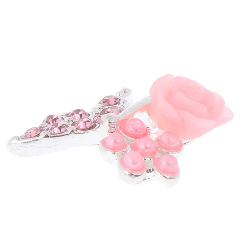 Crystal Rhinestones For Nail Art Decoration 10pcs/bag 3D Pink Butterfly Jewelry Nail Art Glitter Silver Alloy Manicure Supplies