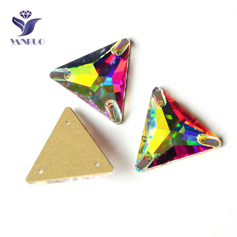 YANRUO K9 라인 석 AB Pedrarias에 바느질 Applique Strass 크리스탈 라인 석 플랫 백 바느질 라인 석 바느질 장식 드레스