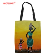 WHEREISART tote bags for women foldable shopping bag American African art prints canvas tote eco bag ladies shoper bags