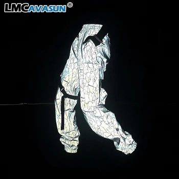 

LMCAVASUN spring Reflective cargo pants women Casual harem pants 2020 hot Sweatpants ladies wild Belt decoration Active Wear
