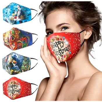 

Mask for Face Women Christmas Mask Reusable and Adjustable Facemask Protective Mondmasker Filter Face Cover Earloop Mascarillad
