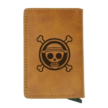 

Classic ONE PIECE Skull Design Rfid Card Holder Men Women Wallets Vintage Short Purse Leather Slim Wallets Mini Wallet Gifts