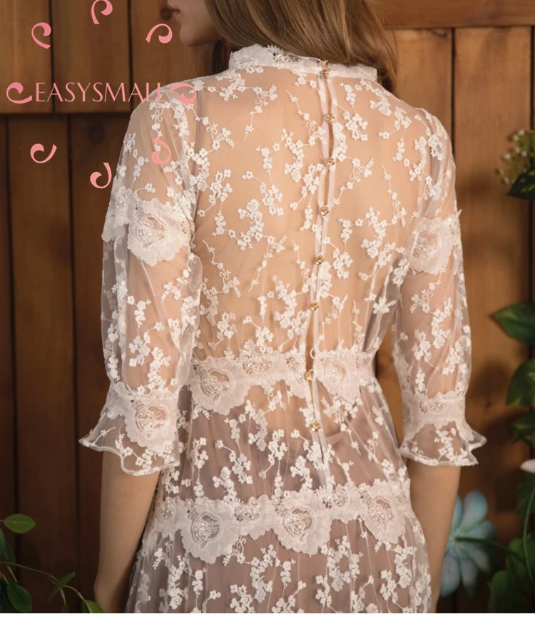 EASYSMALL Zimmer, женское платье, модное, маленький цветок, высокое качество, Vestidos, кружево, патч, вечерние, высокая талия, без рукавов, платья