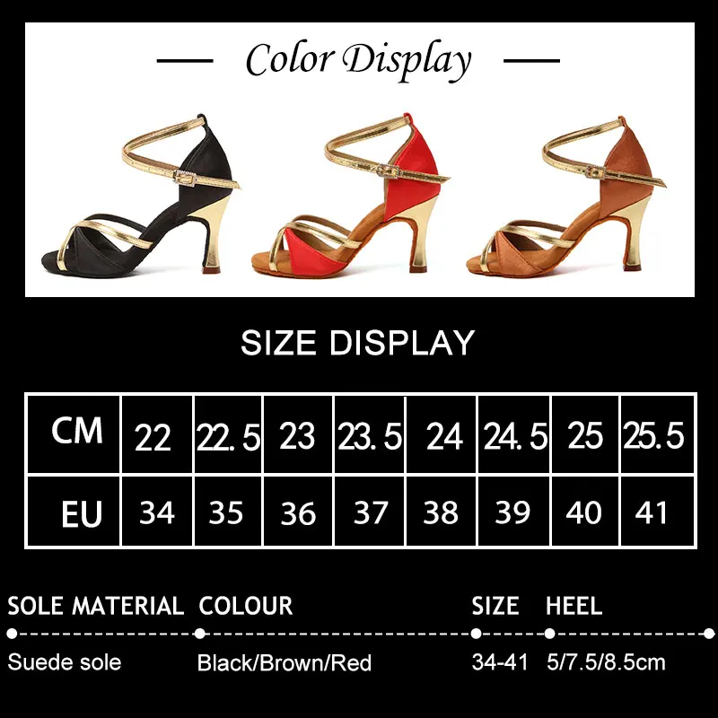 SWDZM Latin Dance Shoes Women Girls' Ballroom Tango Salsa Dancing Shoes For Ladies Soft Bottom High Heeled Sandals 5/7/8.5cm dance shoes