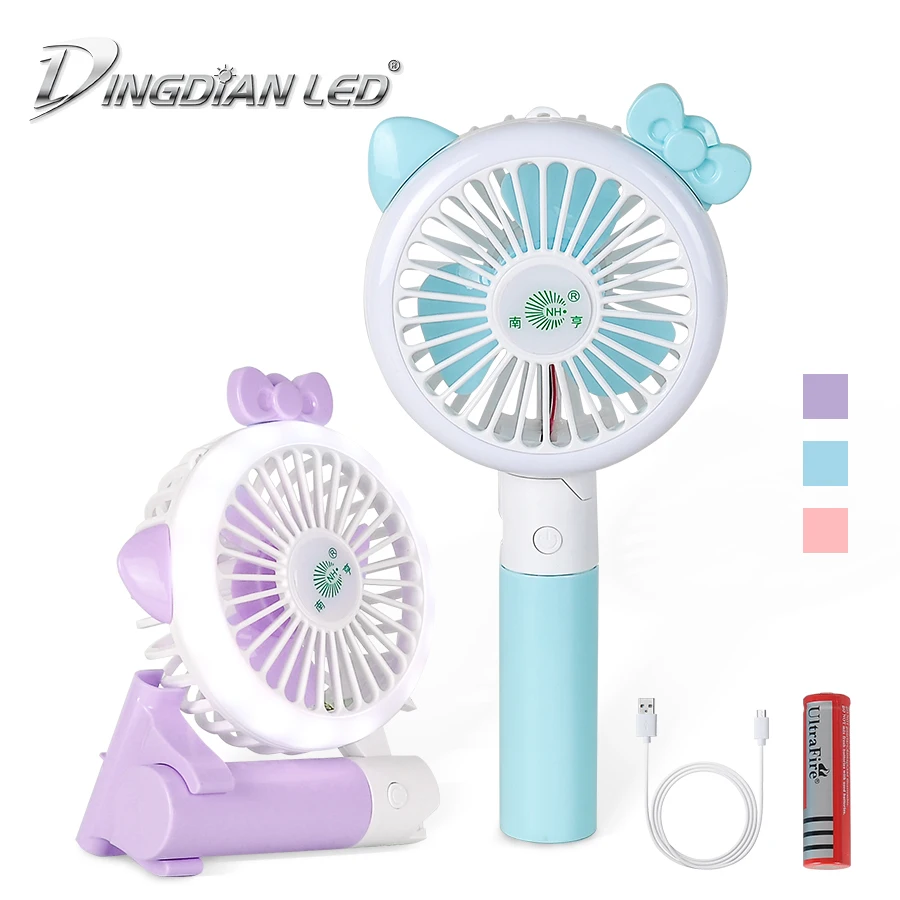 

LED HandFan Mini Hand Fan,18650 Battery Foldable Small Desk Fan,USB Rechargeable Electric Fan Portable Cooling Fan With Light
