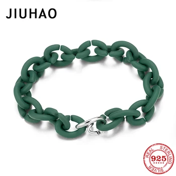 

Silver beads charm Sea Green hard rubber Chain bracelets Fine Jewelry Accessories women bracelets wholesale