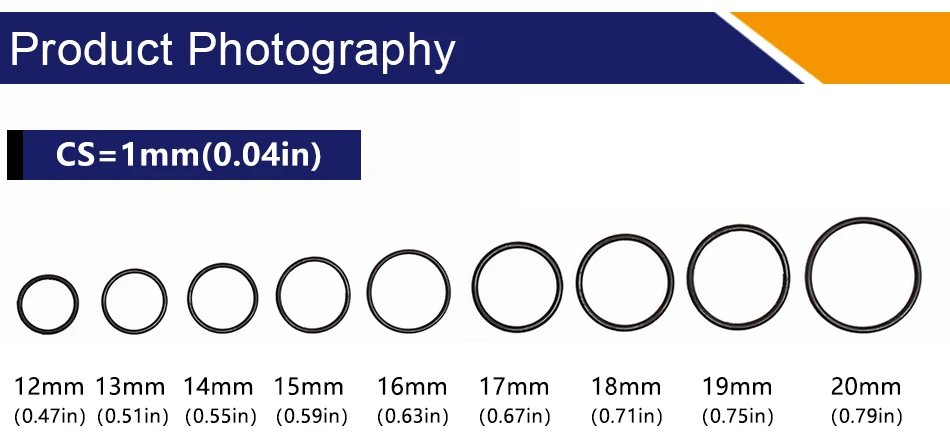 Dicke CS1/1,2/1,5mm Schwarzer FKM O-Ring FPM Fluorkautschuk Dichtungsring Elastische Gummi-Scheibenring Großhandel – Detail 3