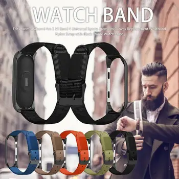 

For Xiaomi 3 Xiaomi 4m 3 Mi Band 4 Universal Sports Premium Canvas Replacement Wristband Nylon Strap With Black Frame Watch Band