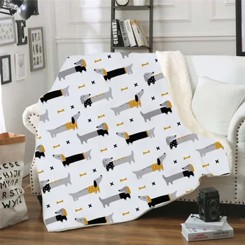 

Pet Dog Dachshund 3D Printed Sherpa Blanket Couch Quilt Cover Travel Bedding Outlet Plush Throw Fleece Blanket Bedspread DA20