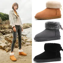 Женские ботинки; коллекция года; теплые зимние женские ботильоны из коровьей замши с толстым плюшем; нескользящие женские непромокаемые сапоги на меху
