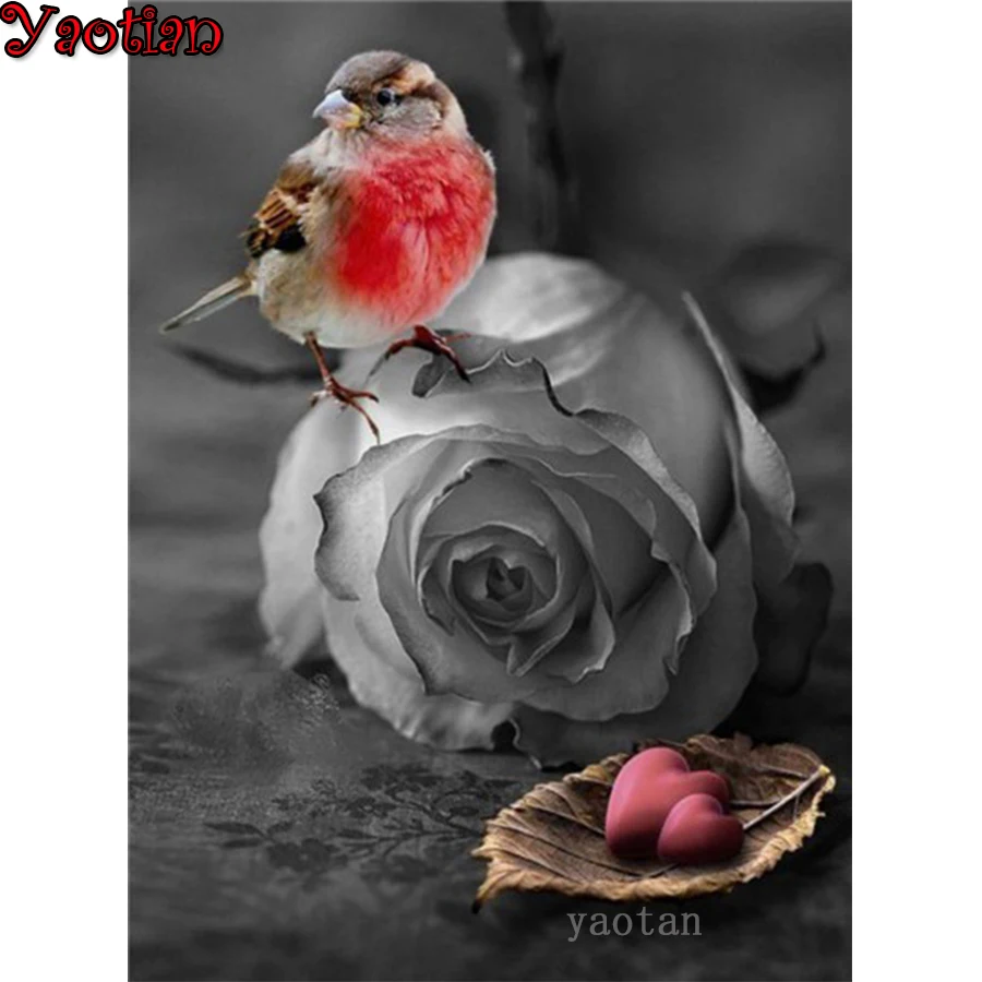 Diy Diamond Embroidery Sparrow rose 5D Painting Full Square Round Drill Mosaic flower bird Picture cross stitch Kit 2021 | Дом и сад