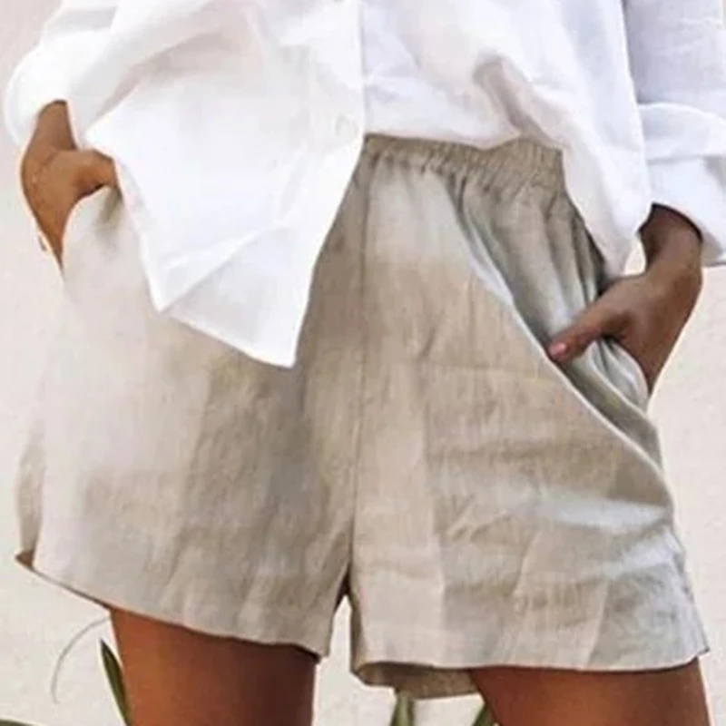 nike running shorts Fashing Summer Women Cotton Linen Shorts Leisure Loose Short Pants Elastic Waist Casual Fashion Candy Color Big Plus Size S-5XL lululemon shorts