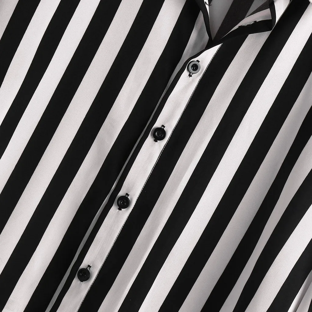 Мужская зимняя Модная приталенная рубашка в Вертикальную Полоску с длинным рукавом, Повседневная рубашка на пуговицах