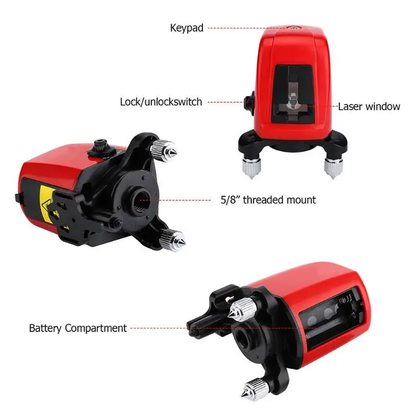 2 Line 1 Point Laser Level 360 Rotary Self-leveling Device Indoor Excellent Durable and Practical ABS Alloy Instruments