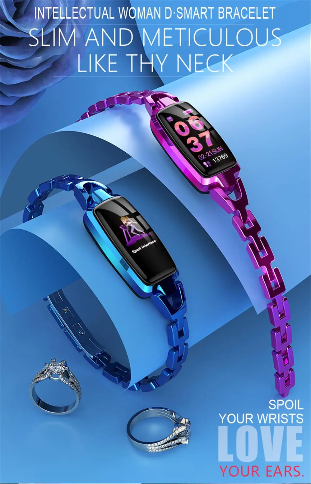 DR66 Смарт-часы для женщин монитор сердечного ритма фитнес-трекер Bluetooth Smartwatch водонепроницаемый Дамский умный браслет женский смарт-браслет