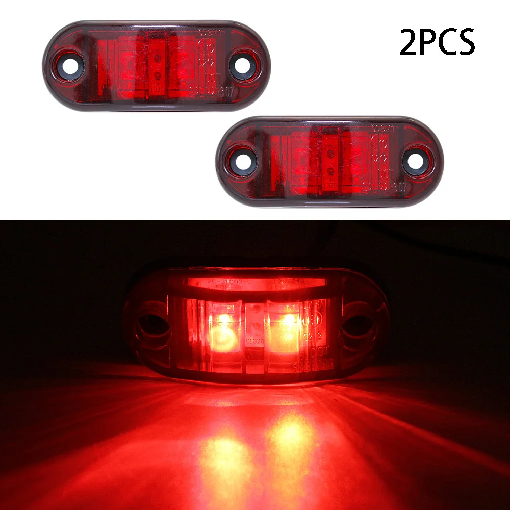 

2pcs Round LED Front Rear Side Marker Indicators Light Waterproof Bullet Marker Light 12V for Car Truck (Red)