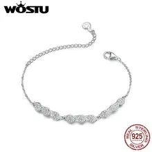 WOSTU, Классические Оригинальные браслеты с листьями, 925 пробы, серебряные модные звенья цепи для женщин, свадебные серебряные 925 ювелирные изделия CTB017
