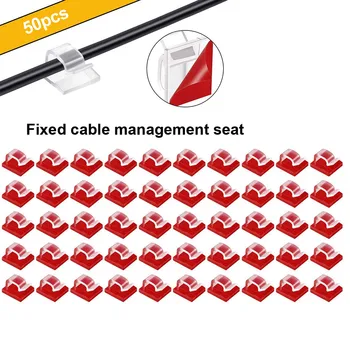 

top selling 50pc Cable Clips Self Adhesive Cord Management Black Wire Holder Organizer Clamp Support Wholesale and Dropshipping