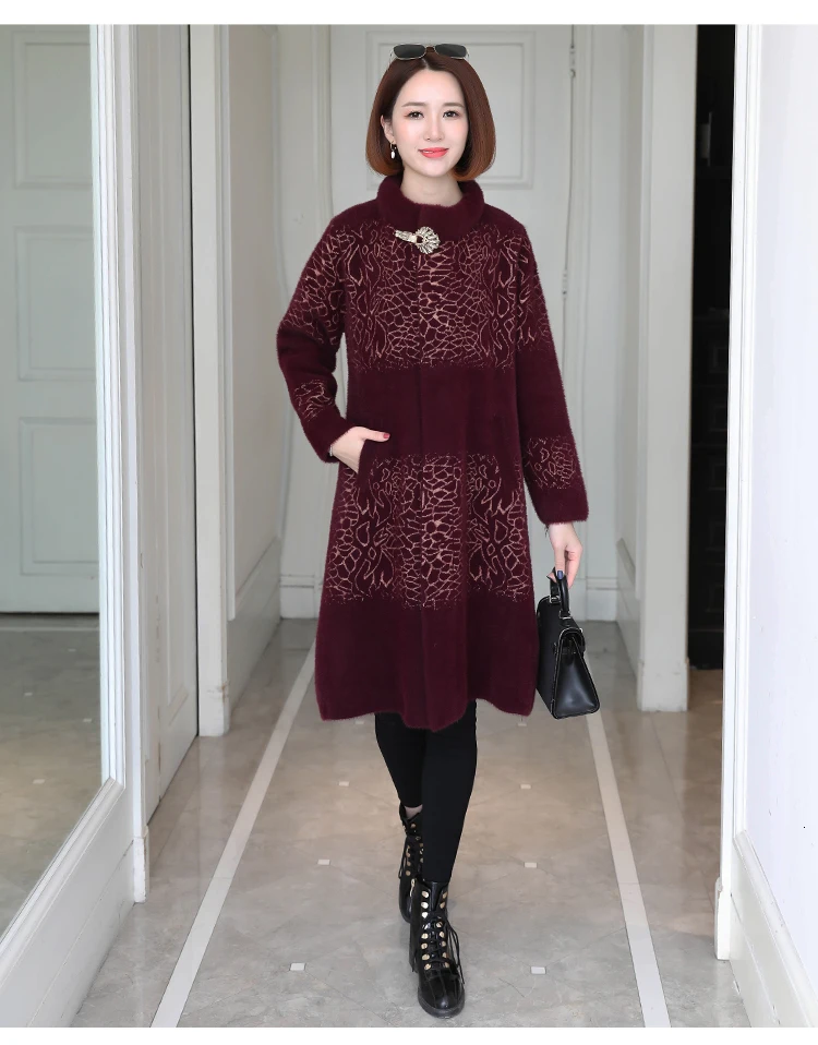 Noble fashion in the fall and winter of imitated mink wool coat in the new popular long overcoat