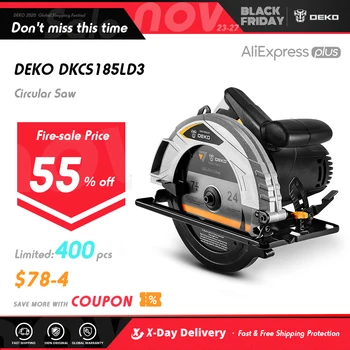 

DEKO DKCS185LD3/DKCS185L1 185mm, Electric Circular Saw,Multifunctional Cutting Mdle, High Power and Multi-function Cutting Mach