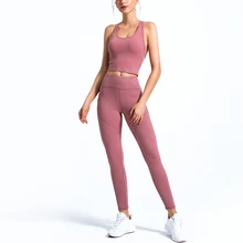 2PCS Seamless Yoga Set Sportswear Beauty Back Sports Bra+Leggings Fitness Pants Gym Running Suit Exercise Clothing Athletic