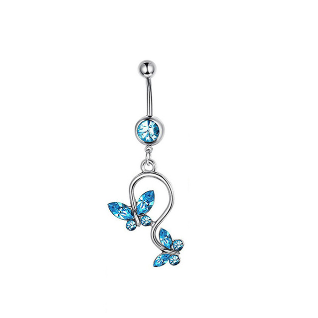 Sexy Navel Piercing Belly Ring Belly Button Rings Barbell Bar Zircon Dangling Ombligo Party Round for Woman Body Jewelry 14g