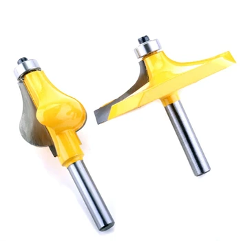 

2Pc 8Mm Shank Handrail Router Bit Set - Standard/Flute Line Knife Woodworking Cutter Tenon Cutter for Woodworking Tools