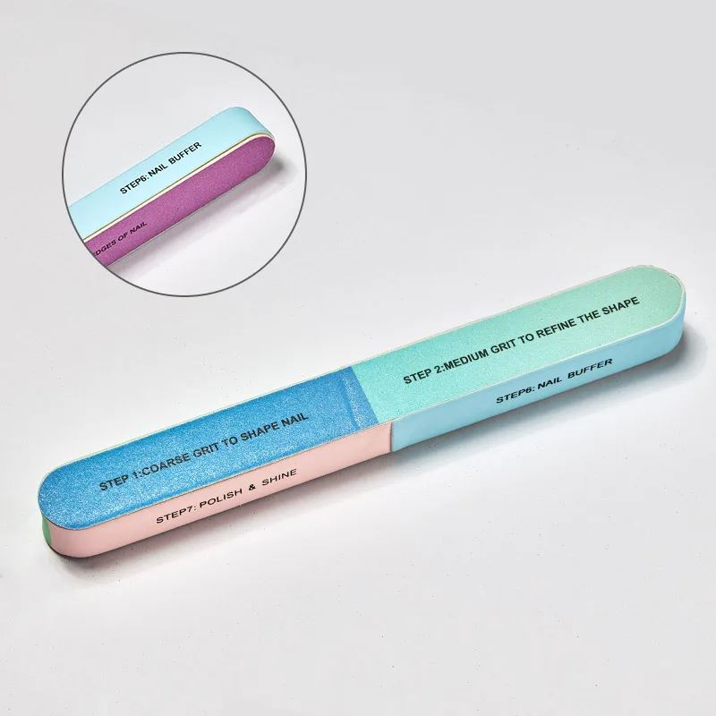 FOUR LILY Nail File Brush Durable Buffing Side Polishing Nails File Nail Art Tool Sanding UV Gel Polish Tools Mixed Color Block - Цвет: CJ33563