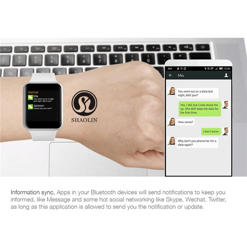SHAOLIN Original Smart Watch Series 6 Bluetooth SmartWatch for Apple iOS iPhone Android Smart Phone NOT Apple Watch (Red Button)