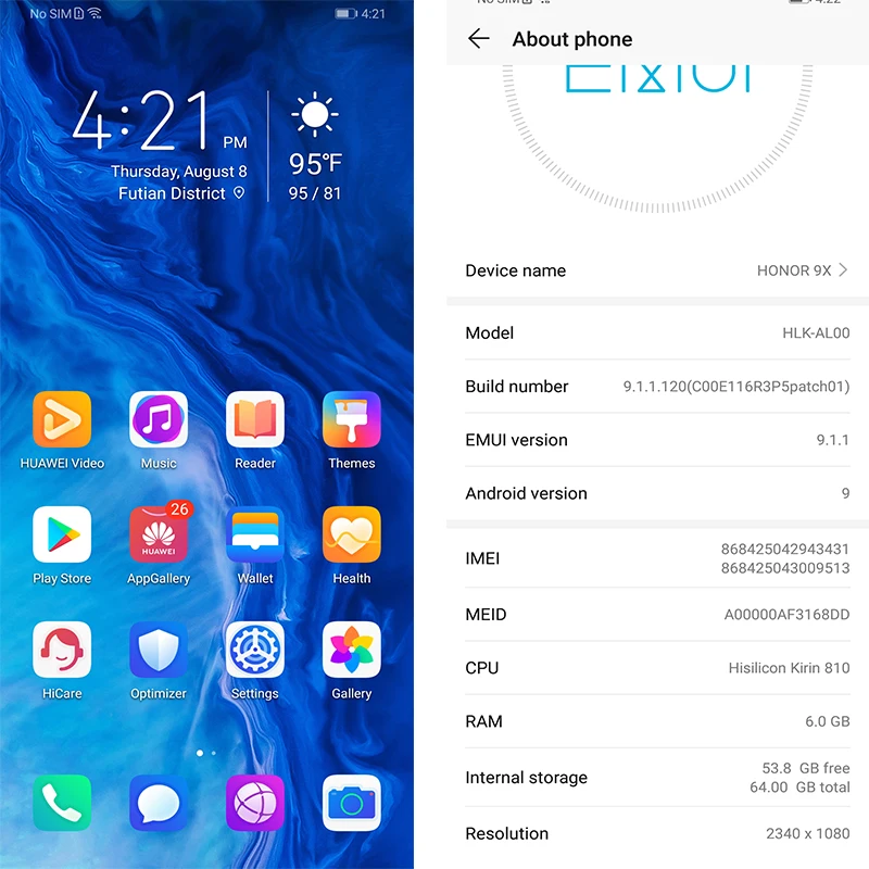 Honor 9x 9x pro, смартфон Kirin 810, четыре ядра, 6,59 дюймов, полный экран, 48мп, две камеры, 4000 мАч, GPU Turbo, мобильный телефон