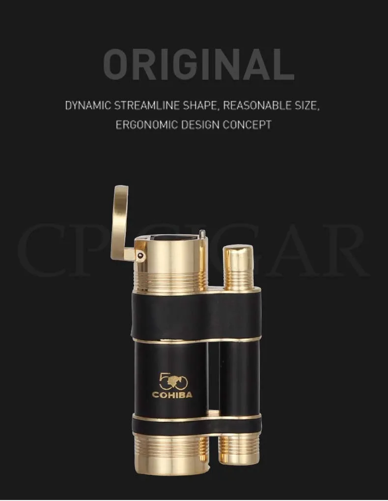 Набор сигар COHIBA, 3 струйный фонарь, зажигалка для сигар, Карманный металлический резак для сигар, кожаный чехол для сигар, портативный гаджет для курения