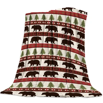 

Portable Soft Blanket Christmas theme bear christmas tree Throw Blanket Warm Bed Sheets Christmas Decorations for Home Blankets