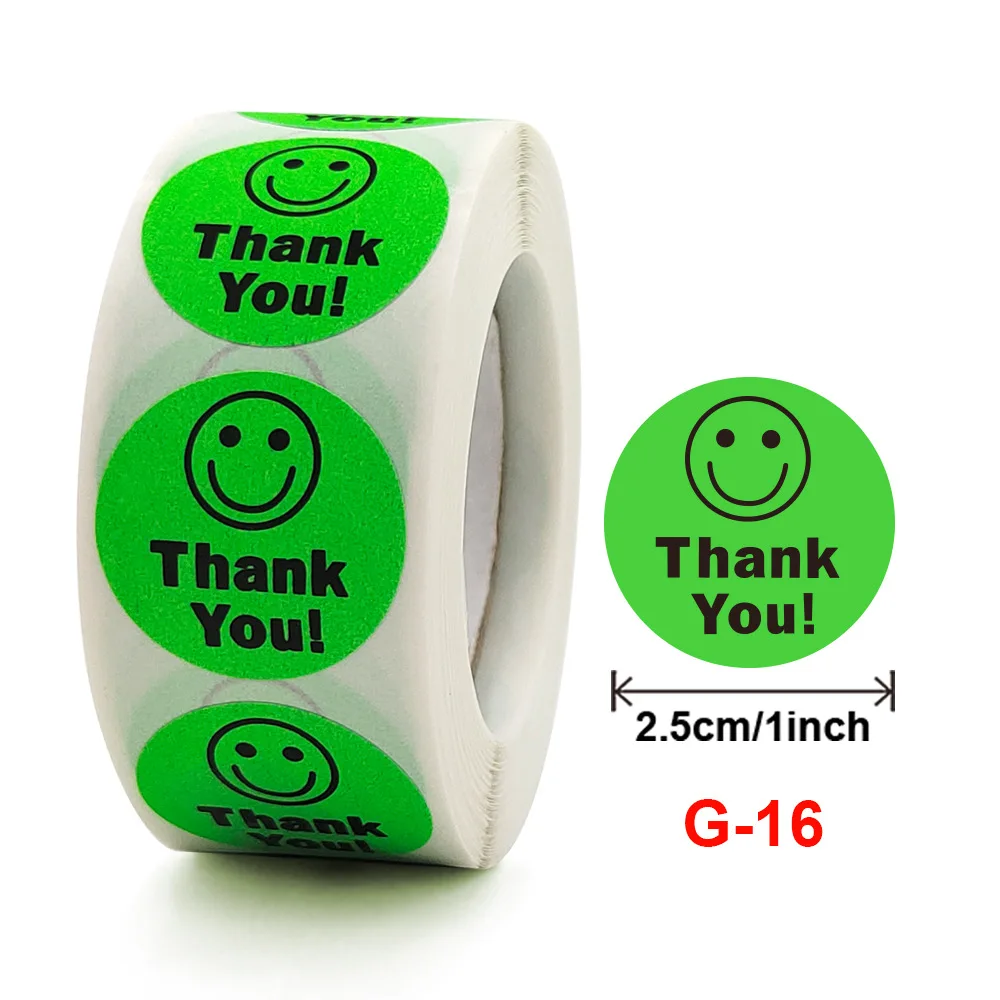 500Page One Roll Children Stationery Stickers Tape Creative School Smiley Face Reward Thank You Cute Fluorescent Color Kids Toy