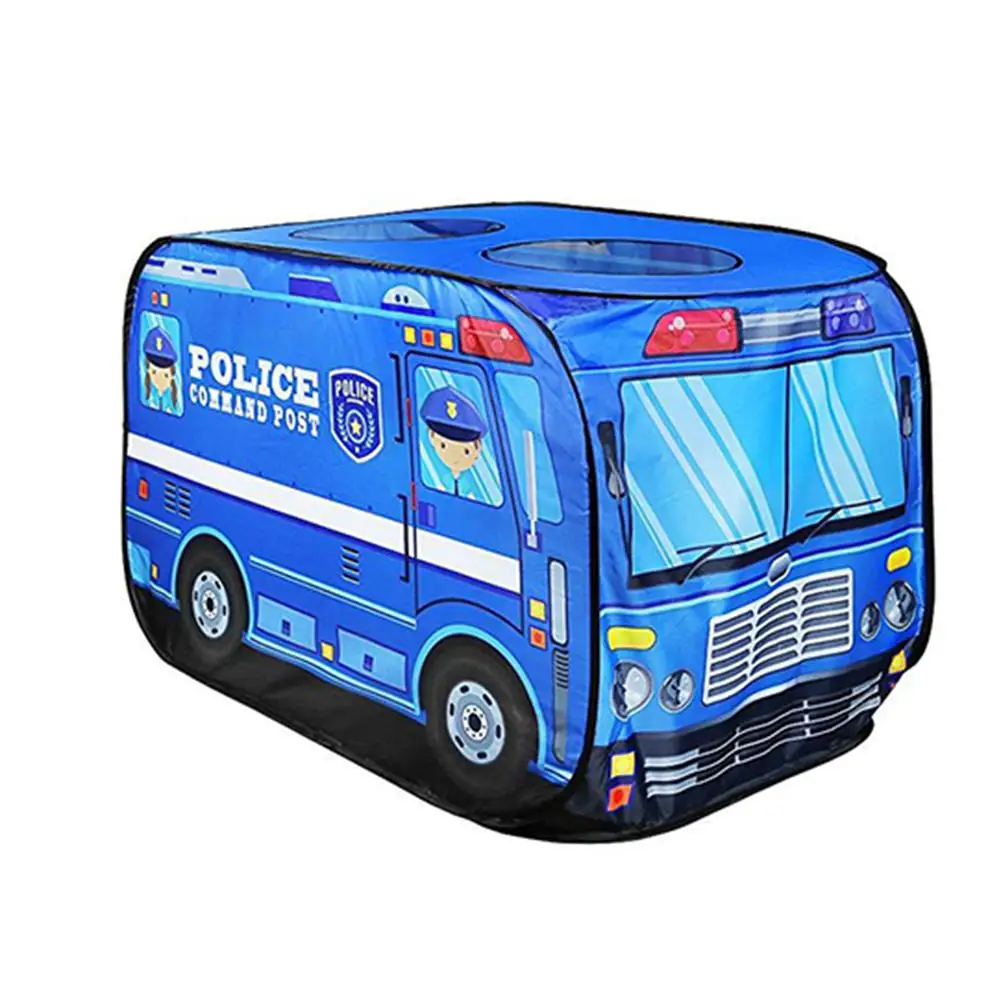 Kid Tent Pop Up Play Tent Toy Outdoor Foldable Playhouse Cloth Fire Truck Police Car Game House Bus Tent For Kids - Цвет: Blue