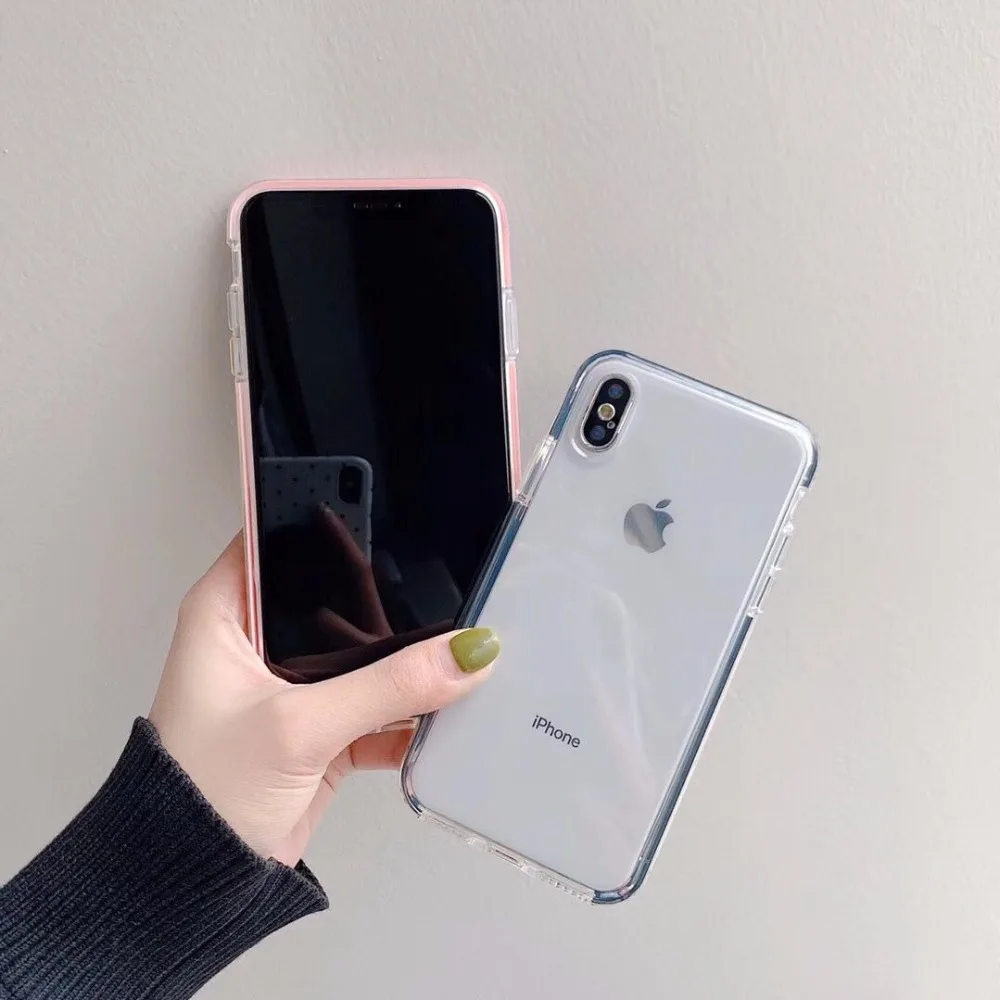 Прозрачный противоударный чехол для телефона ярких цветов для iphone 11 11Pro Max XR 6 6S 7 8 Plus X XS Max, мягкая прозрачная задняя крышка