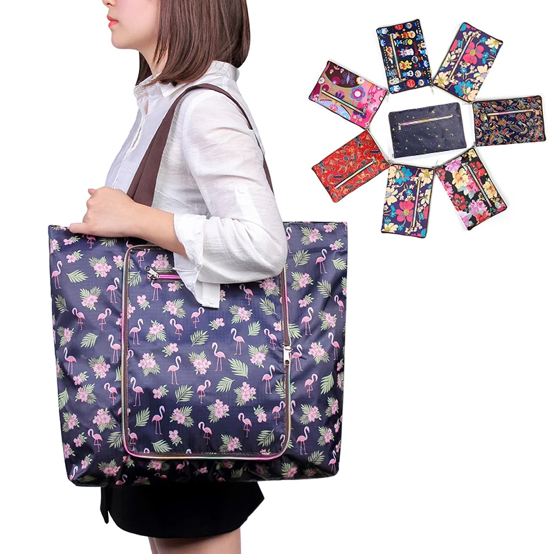 Eco Shopping Travel Shoulder Grocery Bag Oxford Tote Handbag Folding Reusable 