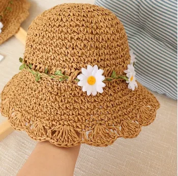 

Children's Fisherman Hat Girl Straw Hat Summer Breathable Shade Cool Hat Baby Fresh Sunscreen Beach Cap