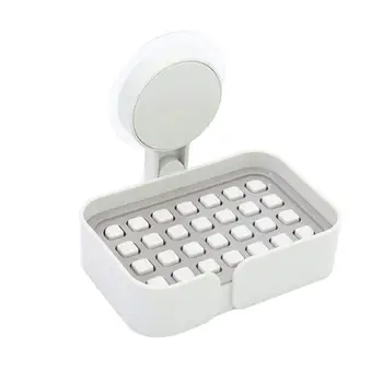 

1PC Drain Soap Box Sponge Holder Dish Holder Double Vacuum Suction Rustproof Waterproof No Trace for Bathroom Kitchen