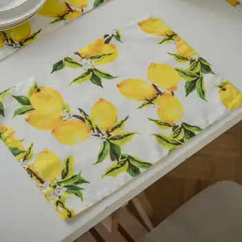 

4pc 32*45 Polyester Decoration Table Napkins For Plates Wedding Party Individual Placemats Lemon Print Serviette Table Towel New