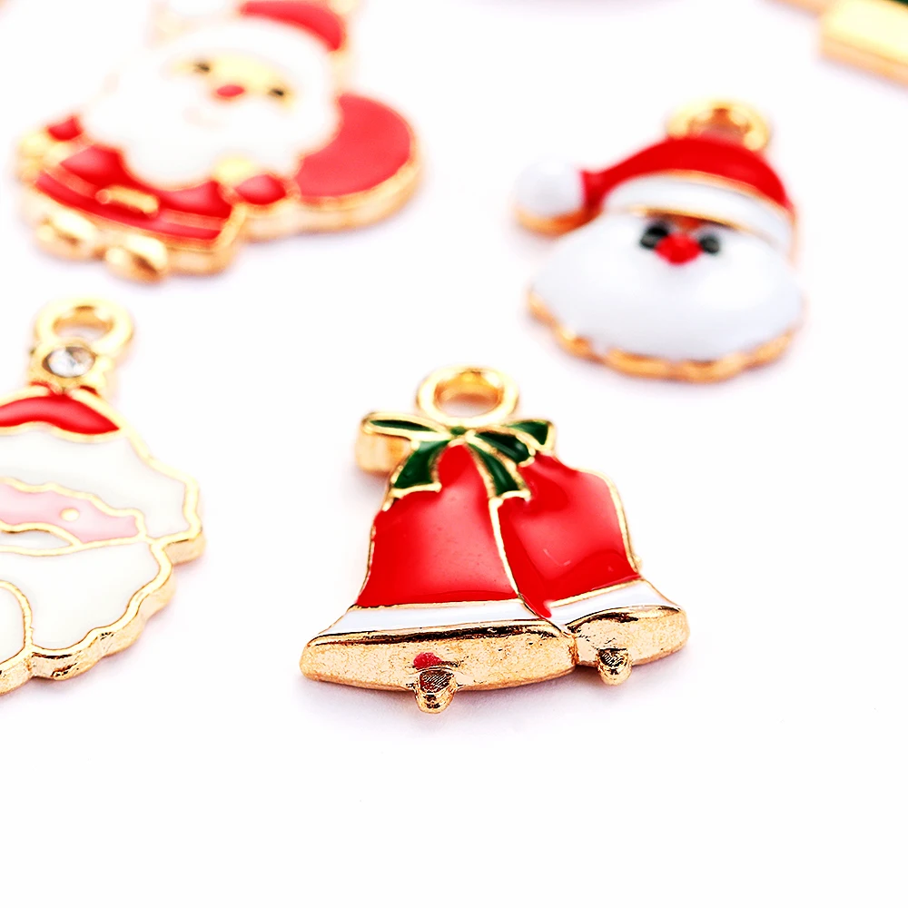 20Pcs/Set Enamel Alloy Mixed Christmas Charms Pendant Jewelry Metal Crafts Xmas Tree Christmas Party Wedding Decor Kids Gift