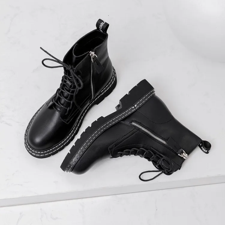 BELLECOM/Новинка года; женские кожаные армейские ботинки в британском стиле; женские ботинки; черные ботинки; обувь для девочек; сезон осень