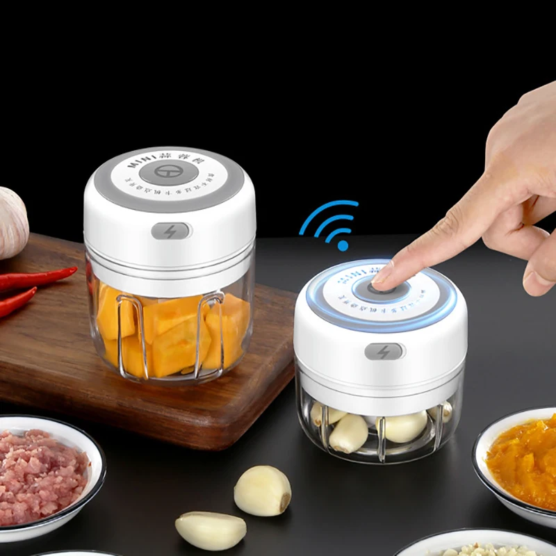Eléctrico inalámbrico helicóptero machacador de ajo picadora de carne duradera Mini comida ajo fabricante de USB de carga de triturador de cocina helicóptero