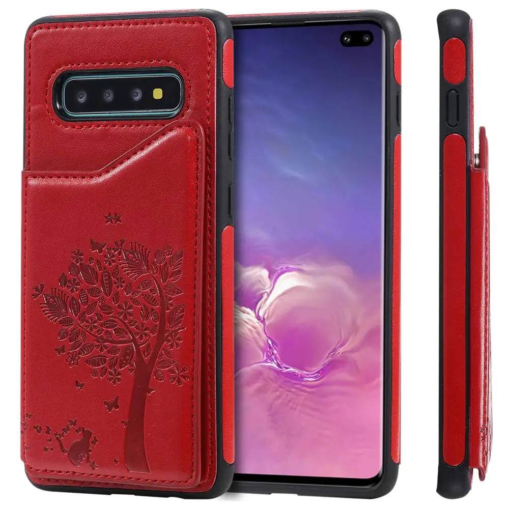 

Retro PU Leather Case For Samsung S8 S9 S10 Plus 3 Card Slot Holder Cover For Samsung Note 8 9 10 A50 Back Capa Free Shipping