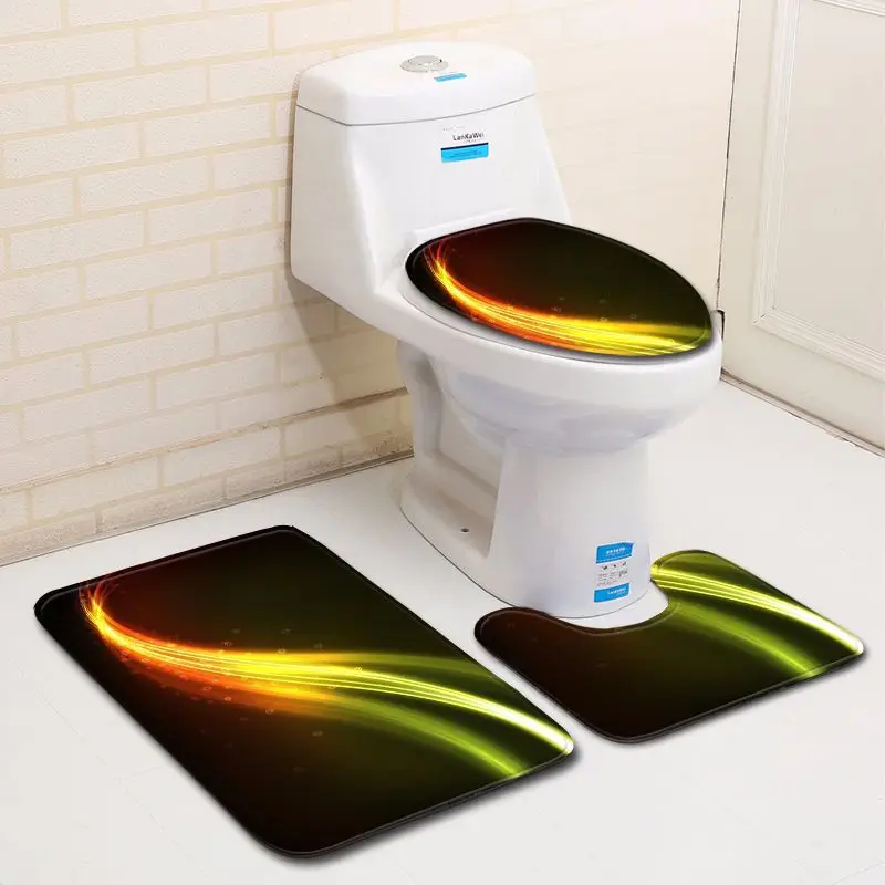 Zeegle 3pcs Bathroom Mat Colorful Carpet For Bathroom Toilet Mat Absorbent Bathroom Floor Mats Bath Rugs Non-slip Shower Mat
