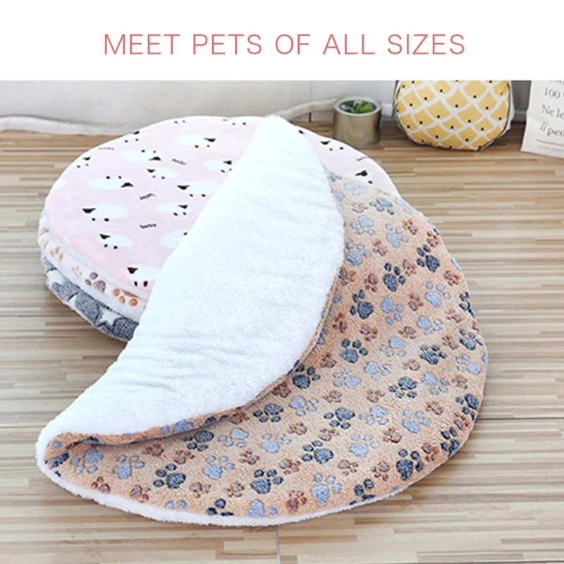 Washable Round Cotton Dog Bed Cushion Blanket