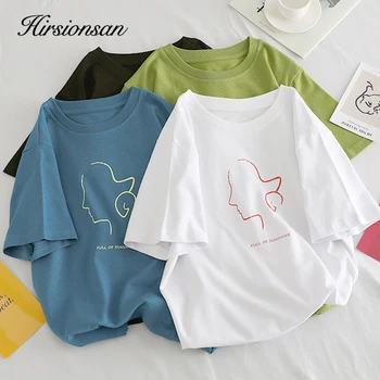 

Hirsionsan Graphic Printed T Shirt Women 2019 harajuku summer Female White Tee Tops O-Neck Oversize Tees Short Sleeve Shirt