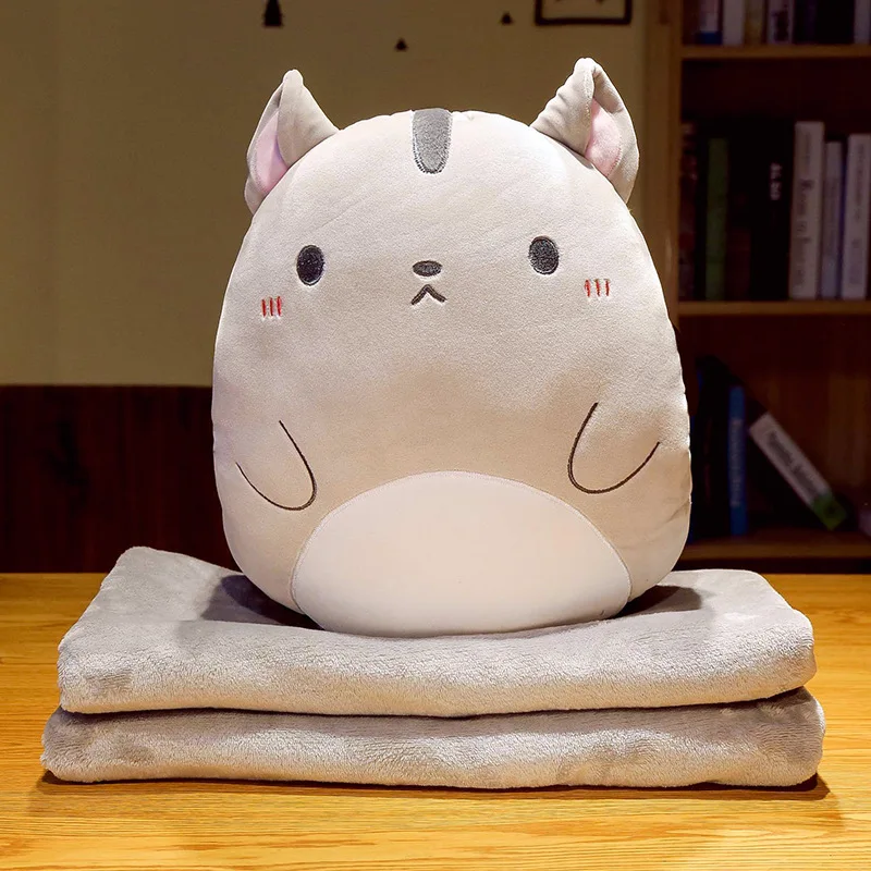 Cartoon Animals Plush Pillow  Keep warm Multifunction 3 in 1 Throw Pillow Hand Warm Pillow Cushion Baby Kids Blanket Stuffed Toy 3